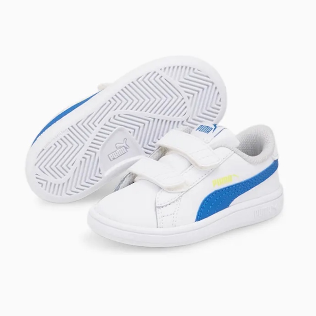 Tenis para bebé Puma Smash V2 blanco con azul 365174 33 100% original