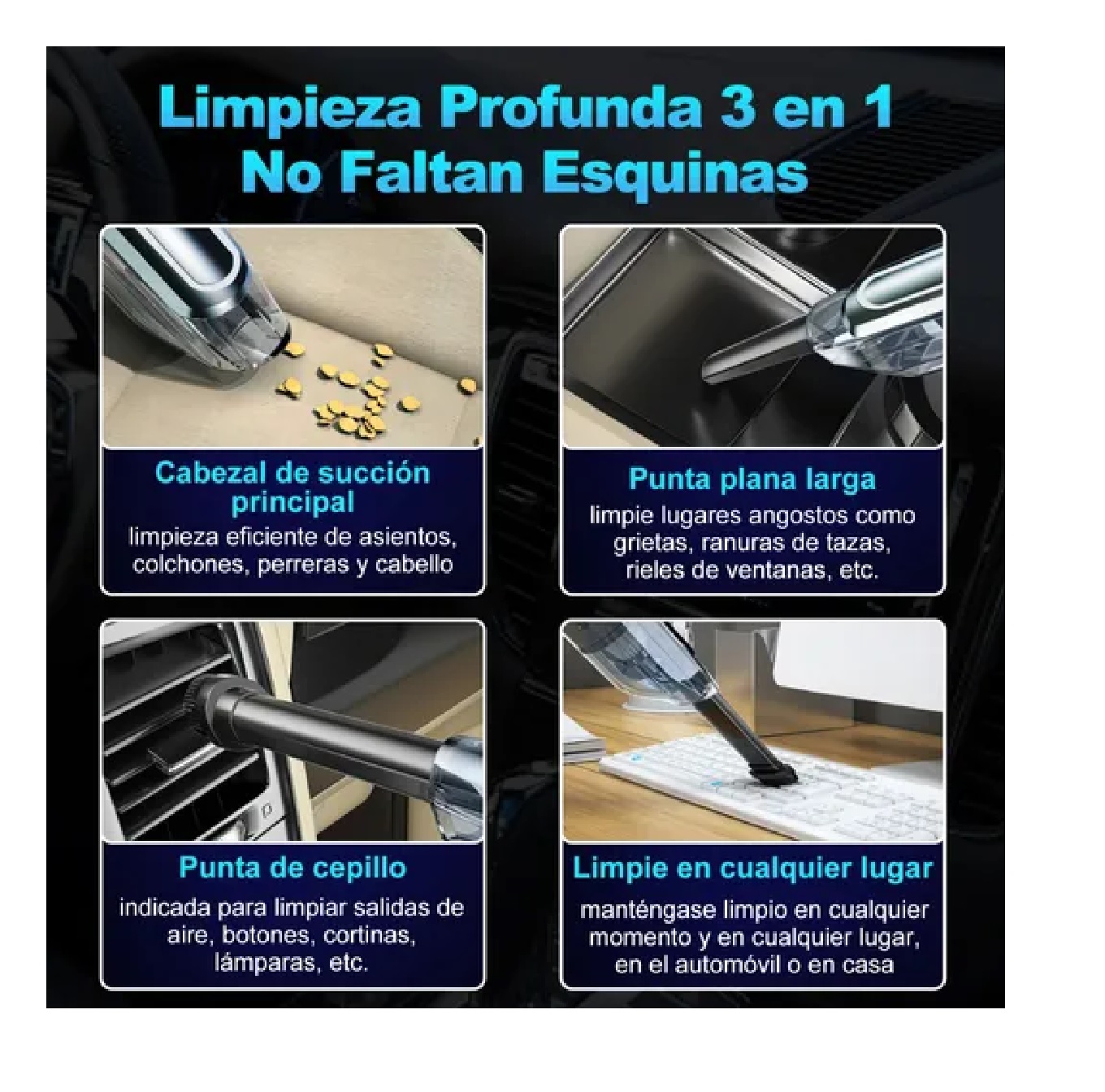 Aspiradora De Mano Inalambrica Portatil Pequeña Para Carro