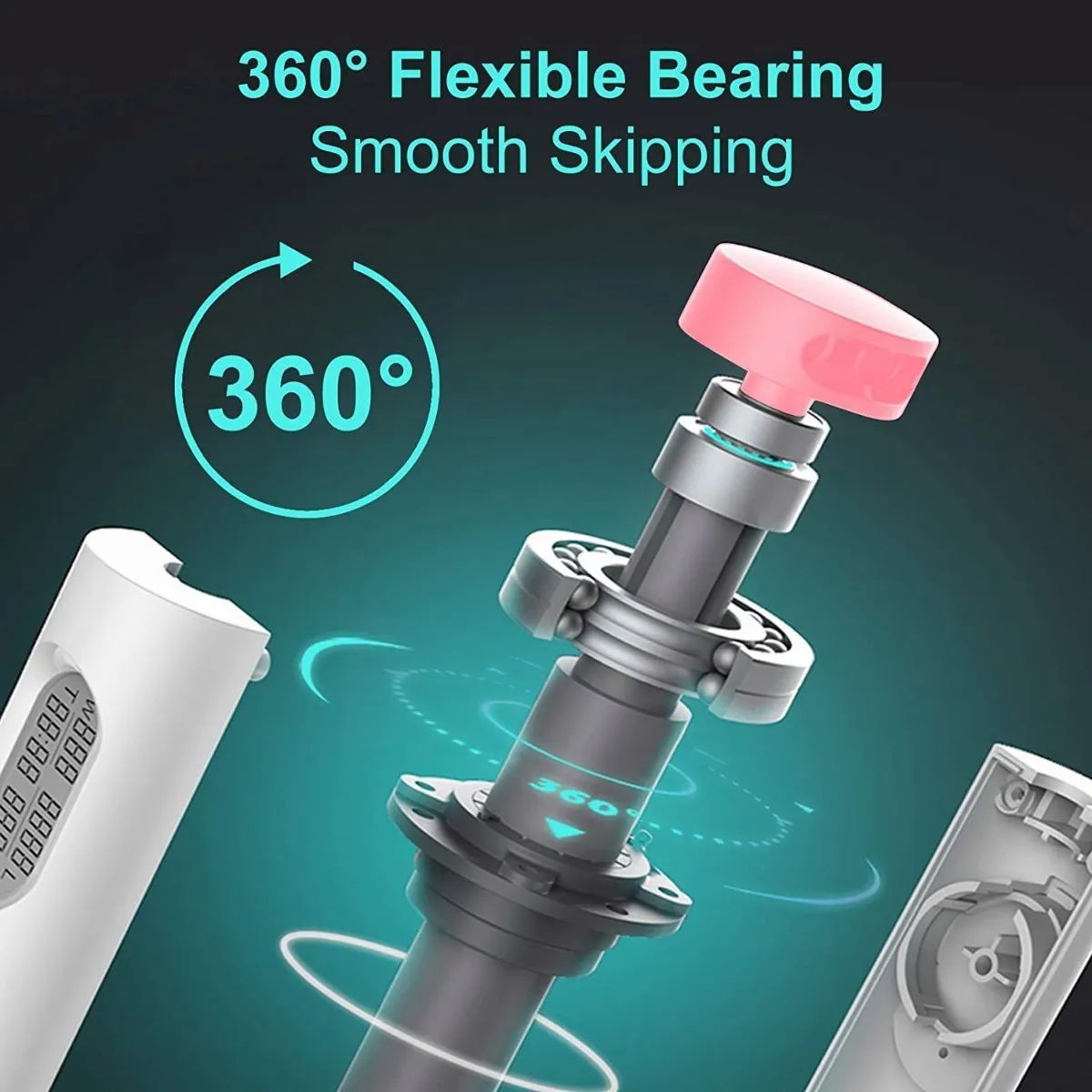 Cuerda De Saltar Digital Ajustable Con Contador Rosa con Blanco