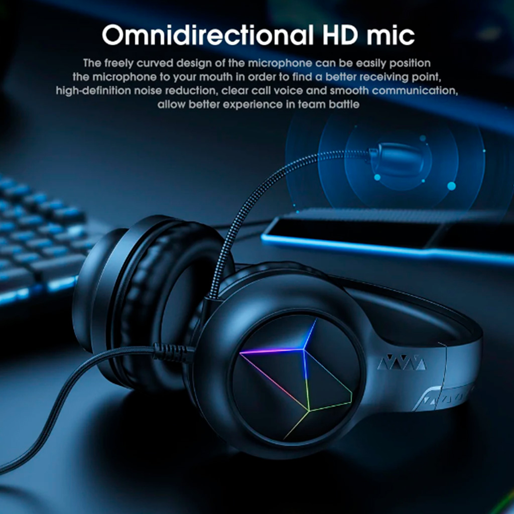 Audifonos gamer con microfono y luz led Onikuma X35 negro