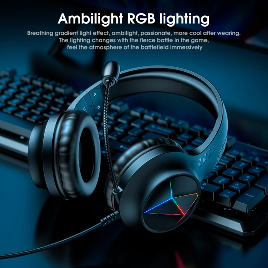 Audifonos gamer con microfono y luz led Onikuma X35 negro