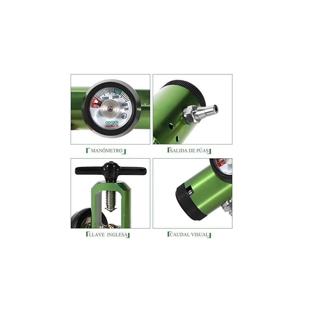 Regulador Con Manómetro Para Tanque Canula+vaso