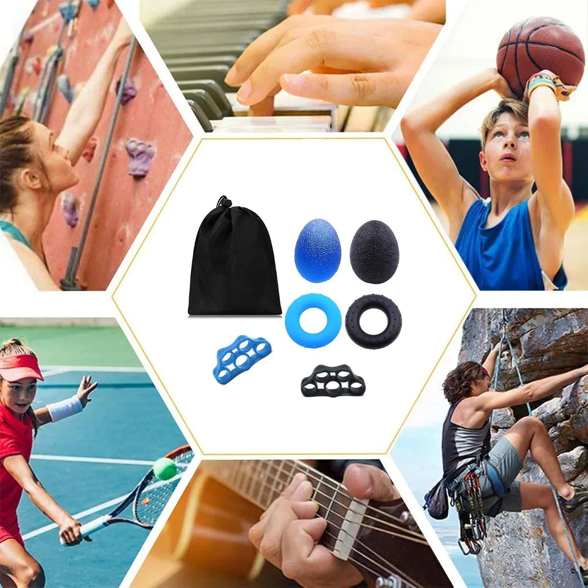 Ejercitador De Mano Y Dedos Kit, Pelota Antiestrés, 6 Piezas