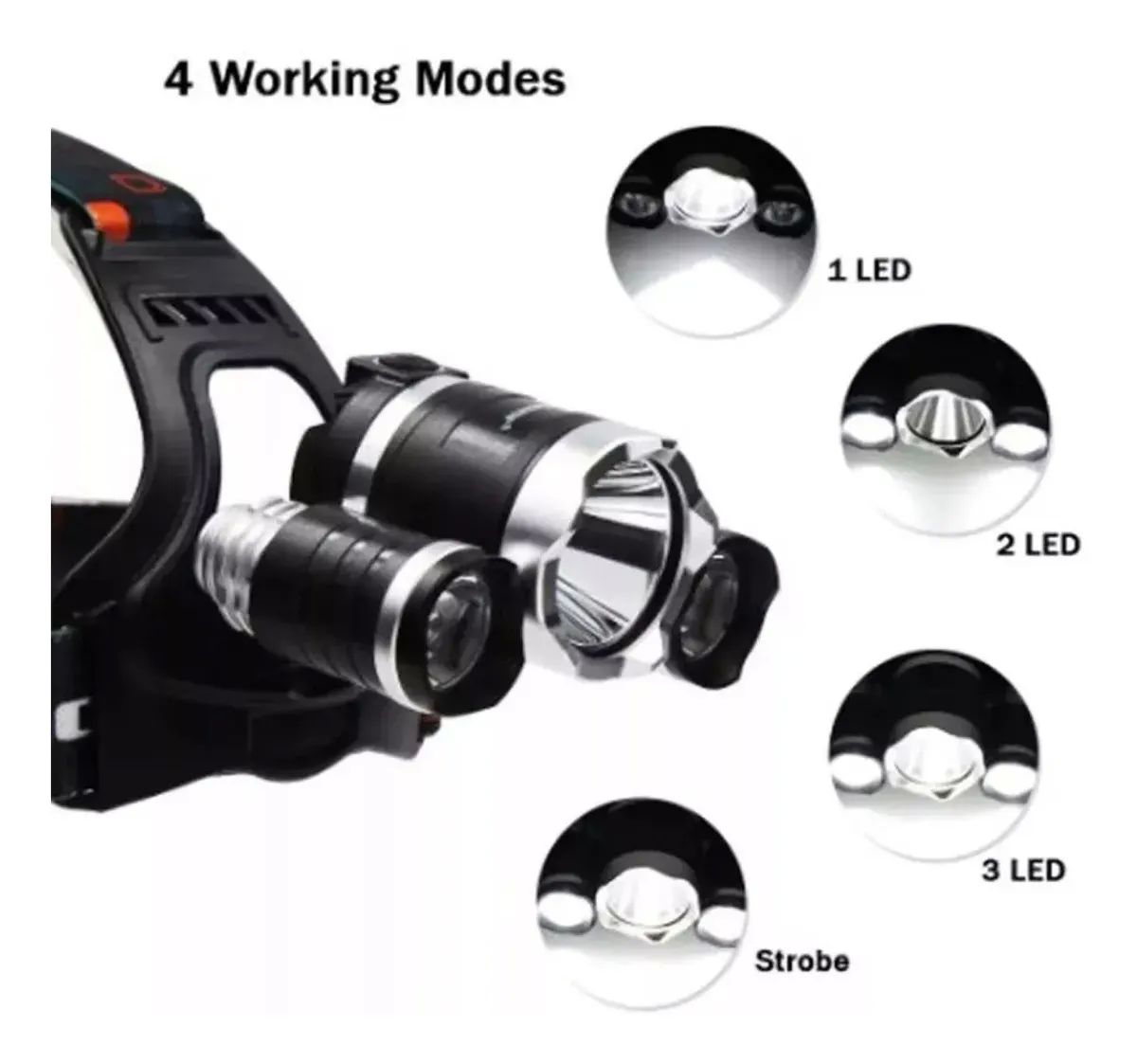 Lampara Minera 5000 Lumens 3 Cree Led Recargable