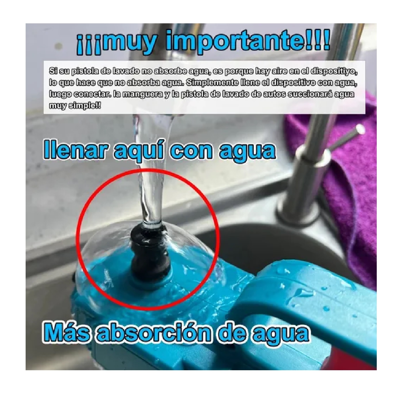 Hidrolavadora Inalámbrica Con Extensión Y Manguera 5m Azul