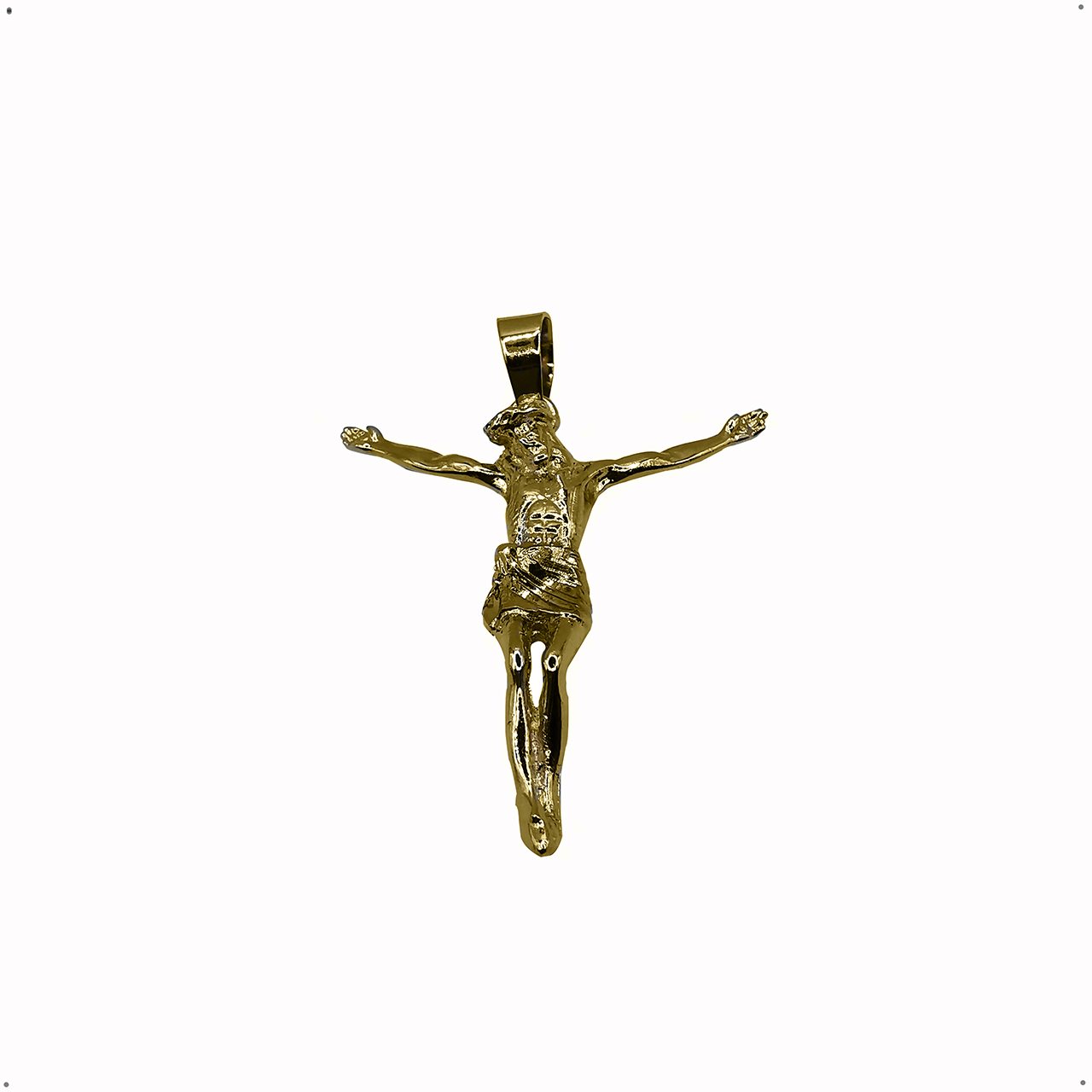 Cruz Cristo Dije + Cadena Torzal Chapa de Oro de 18K Silver & Gold 