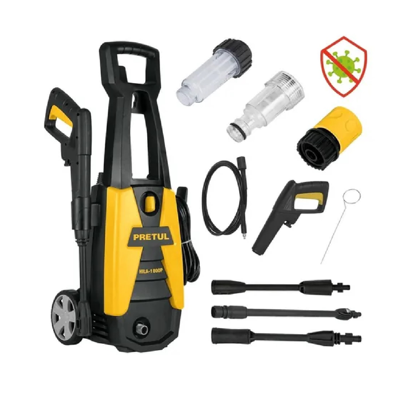 Hidrolavadora Eléctrica, 1800 Psi, Amarillo/Negro