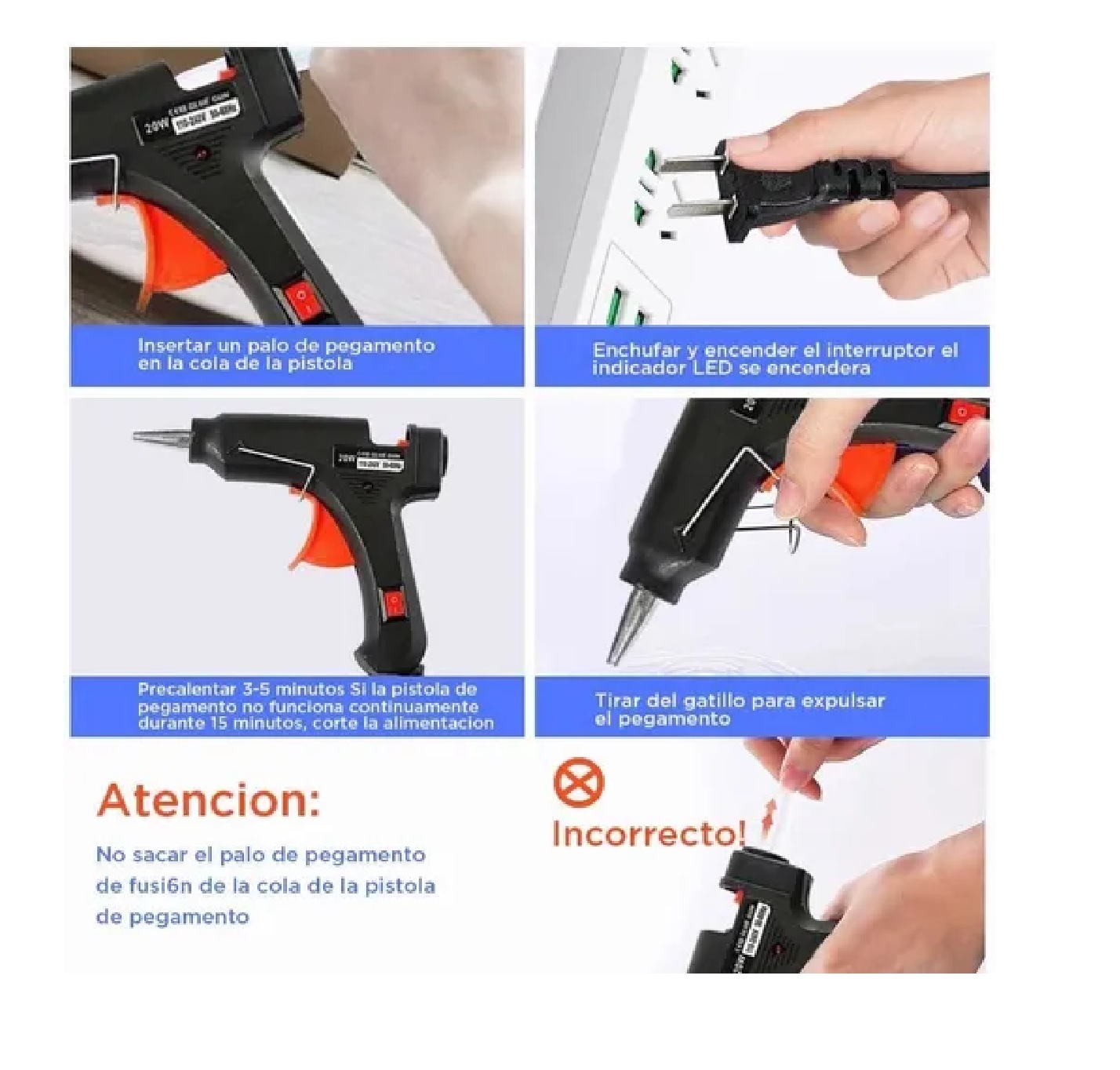 Kit Pistola De Silicon Caliente Eléctrica c/ 50 Barras