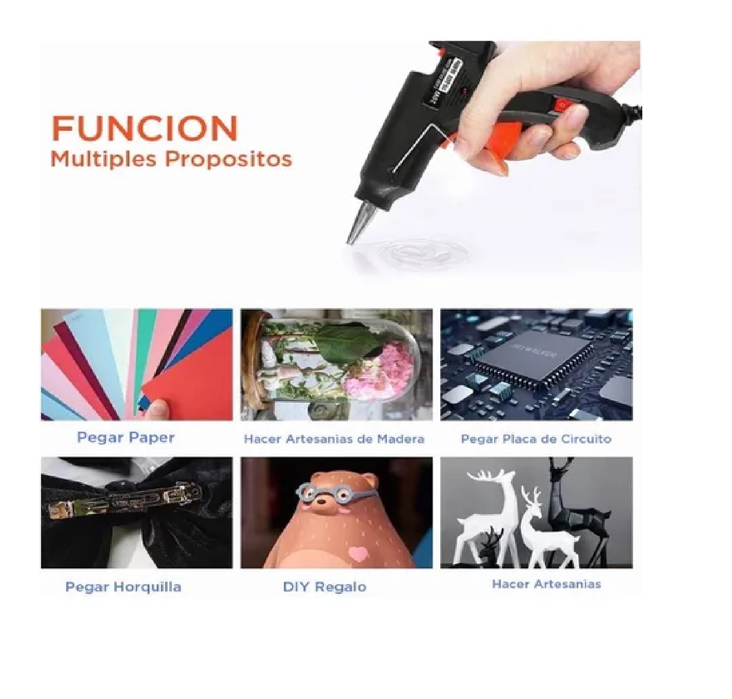 Kit Pistola De Silicon Caliente Eléctrica c/ 50 Barras