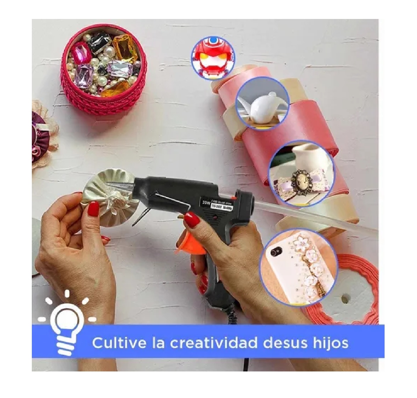 Kit Pistola De Silicon Caliente Eléctrica c/ 50 Barras