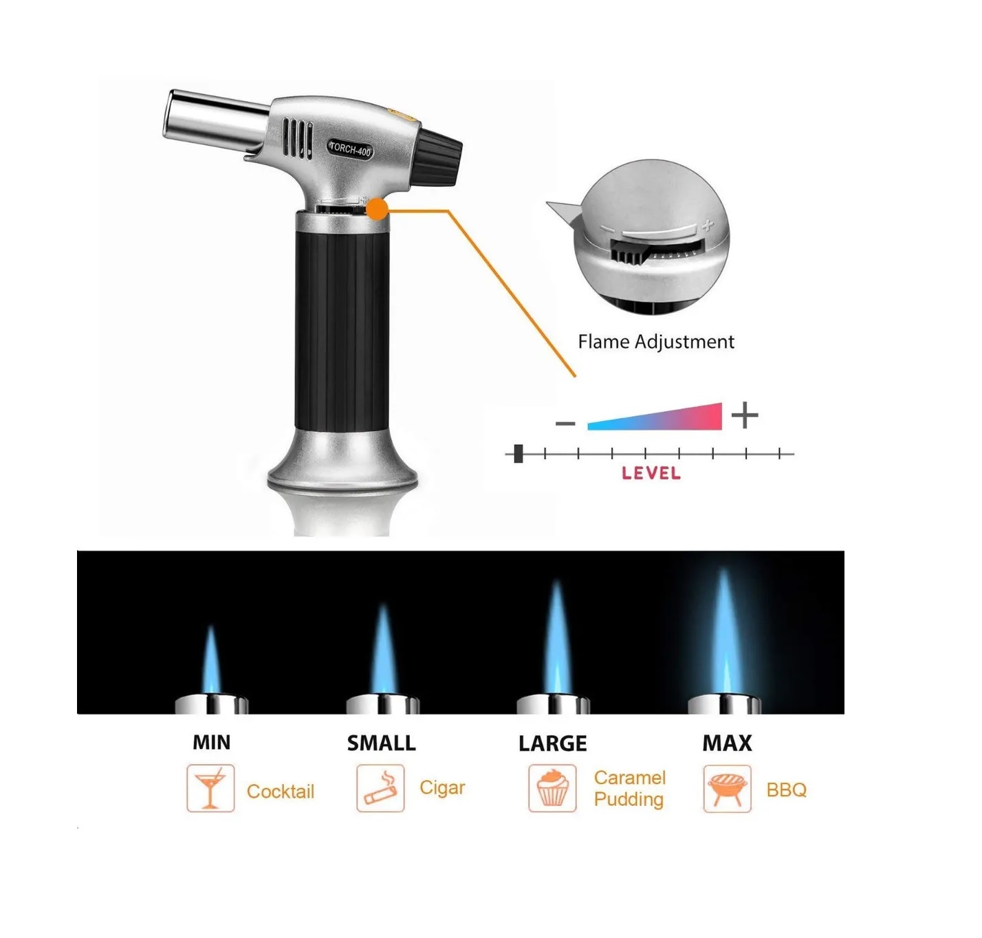 Encendedor Soplete Recargable Para Cocina Flama Regulable