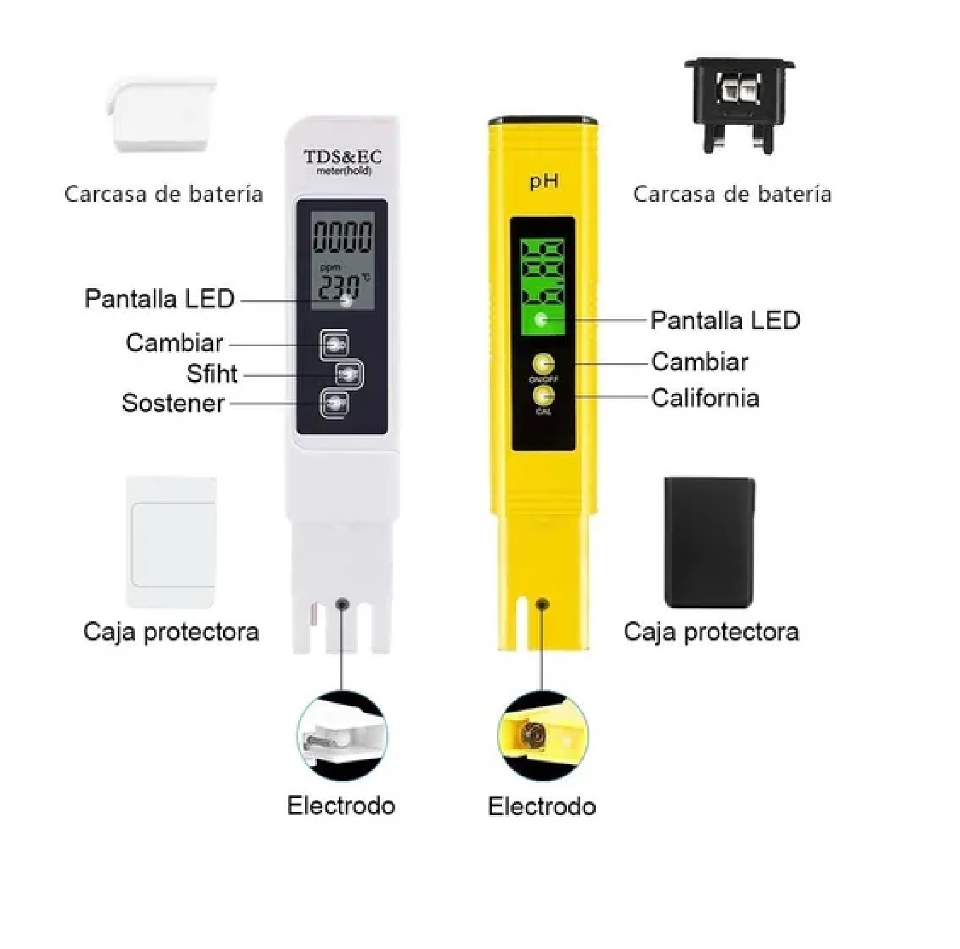 Medidor De Ph Digital+calibración De Polvo+tds Y Ec+papel Ph