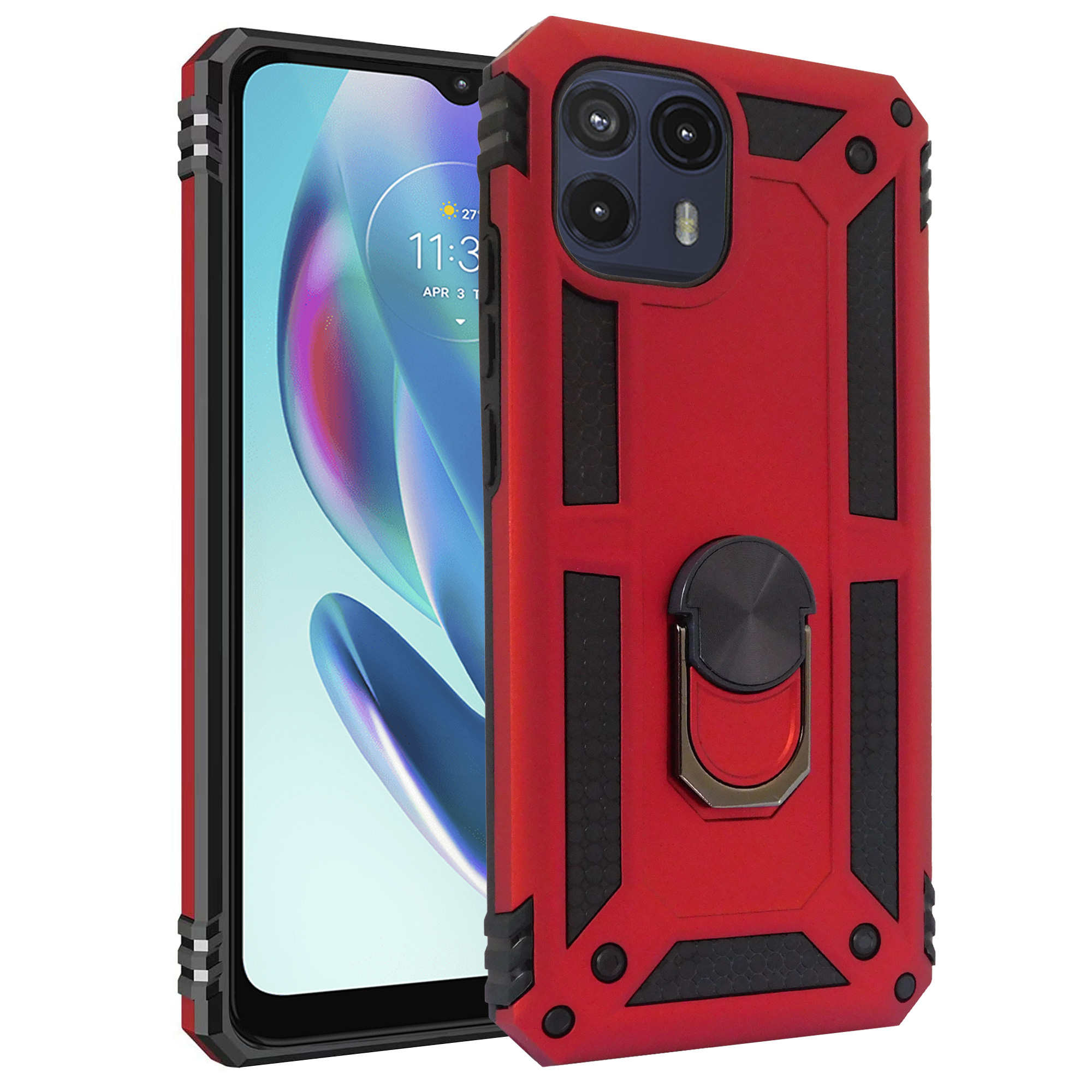 Funda Anillo Case Para Moto G50 5g Con Soporte Uso Rudo Rojo