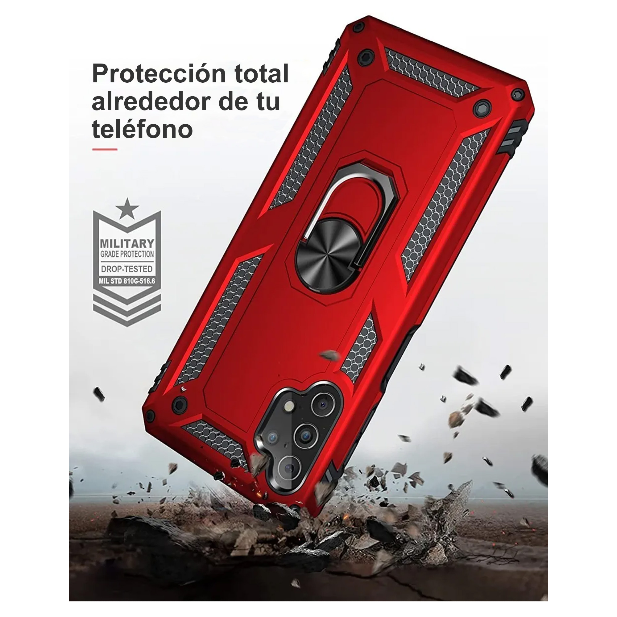 Funda Anillo Case Para Moto G50 5g Con Soporte Uso Rudo Rojo