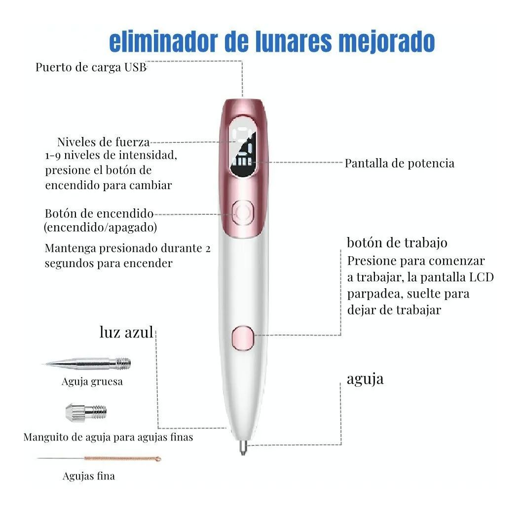 Pluma Cauterizador De Quita Verrugas Pecas Lunares Blanca con Rosa