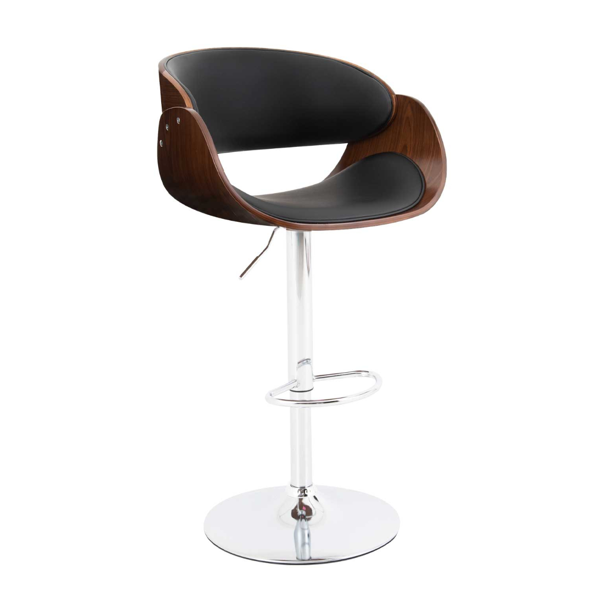 Banco para Barra Modelo Tinto de Vinipiel y madera en color negro