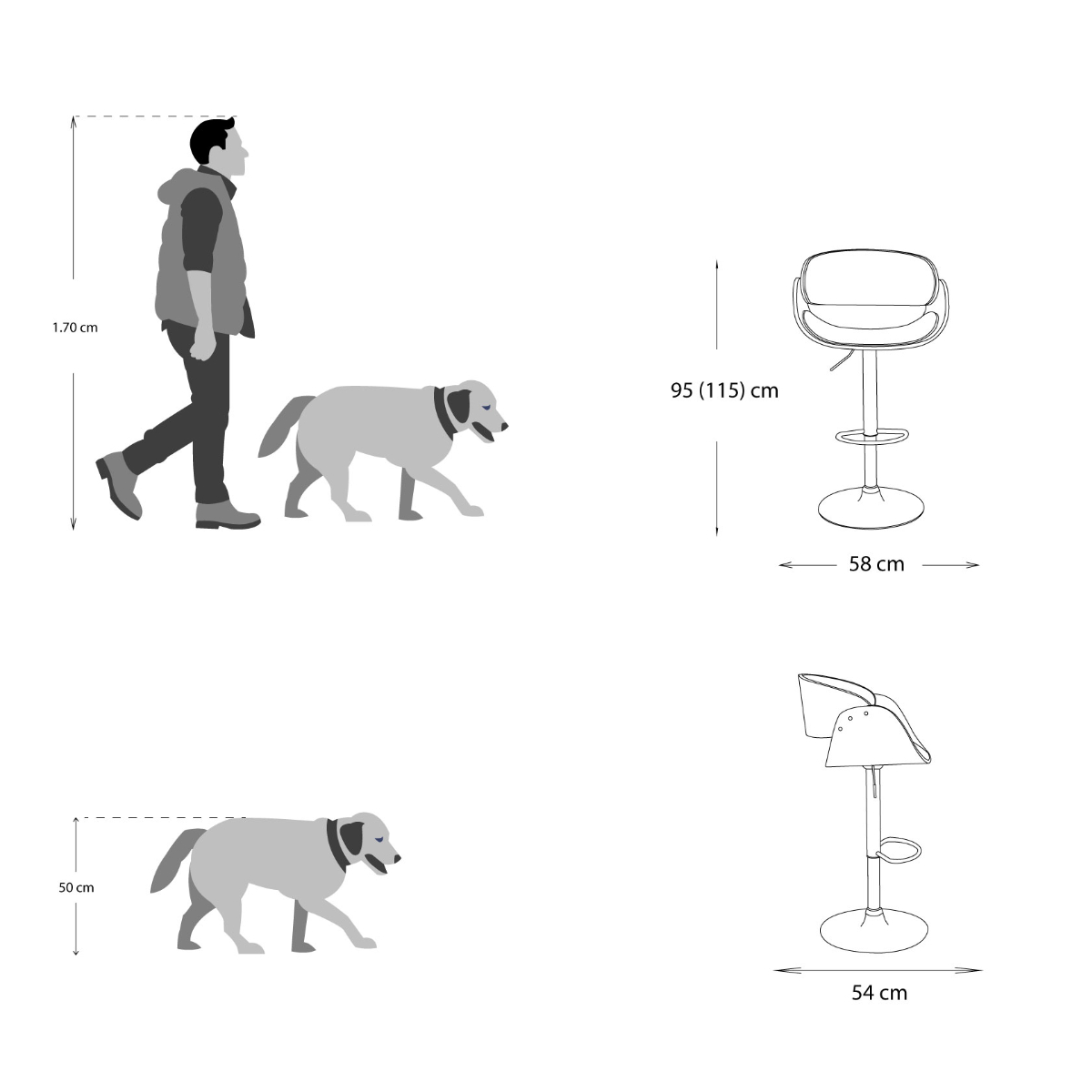 Banco para Barra Modelo Tinto de Vinipiel y madera en color negro