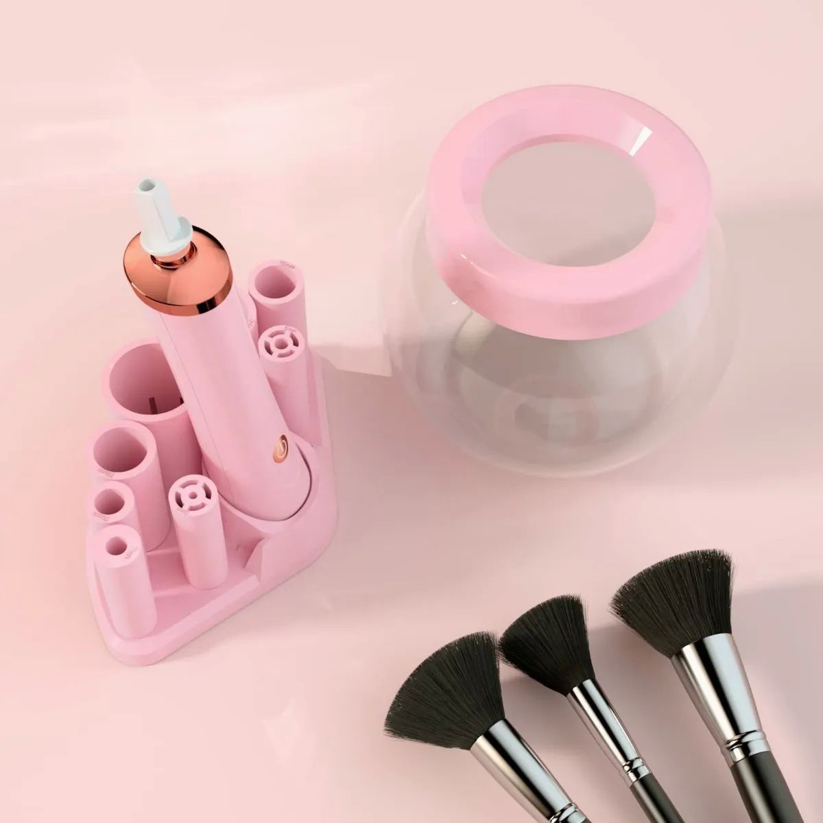 Limpiador Electrico Para Brochas De Automático Maquillaje Rosa