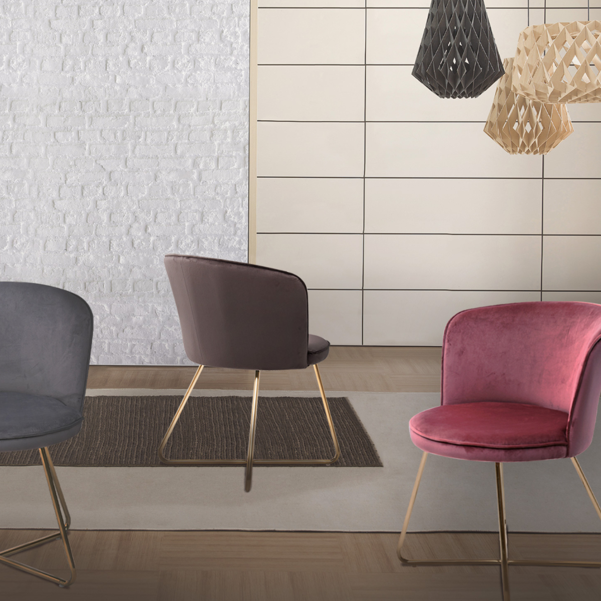 2 Sillones Vesper de Tela en color Rosa
