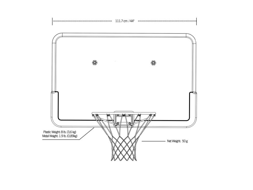 Tablero de Basquetbol 44 Pulgadas ( Tablero, Aro y Red ) Lifetime