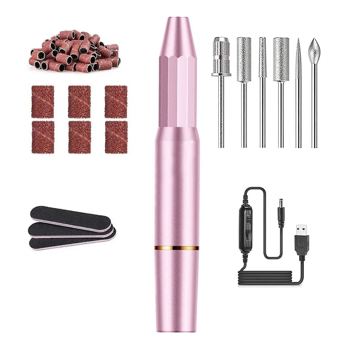 Torno Pulidor De Uñas 19000rpm Accesorio Profesional Rosa