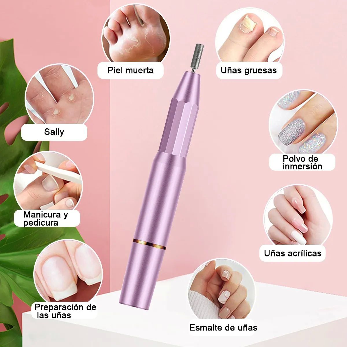 Torno Pulidor De Uñas 19000rpm Accesorio Profesional Rosa