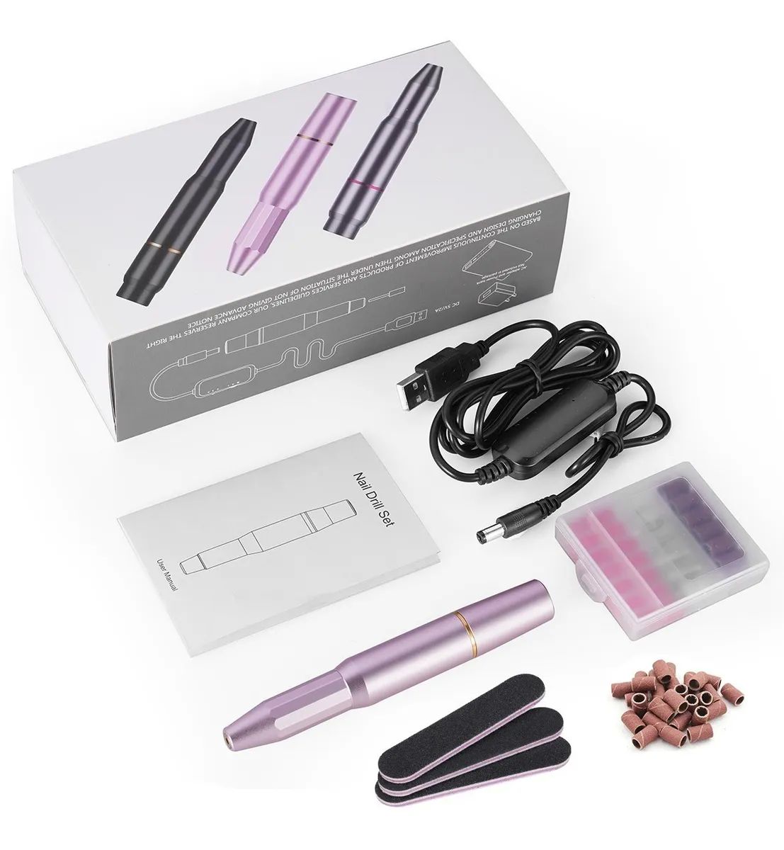 Torno Pulidor De Uñas 19000rpm Accesorio Profesional Rosa