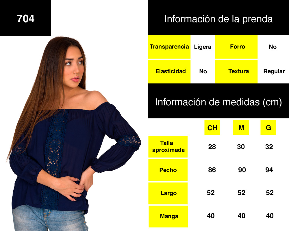 Blusa Lisa Moda Mujer Con Encaje Al Frente Y Mangas Flores M-704