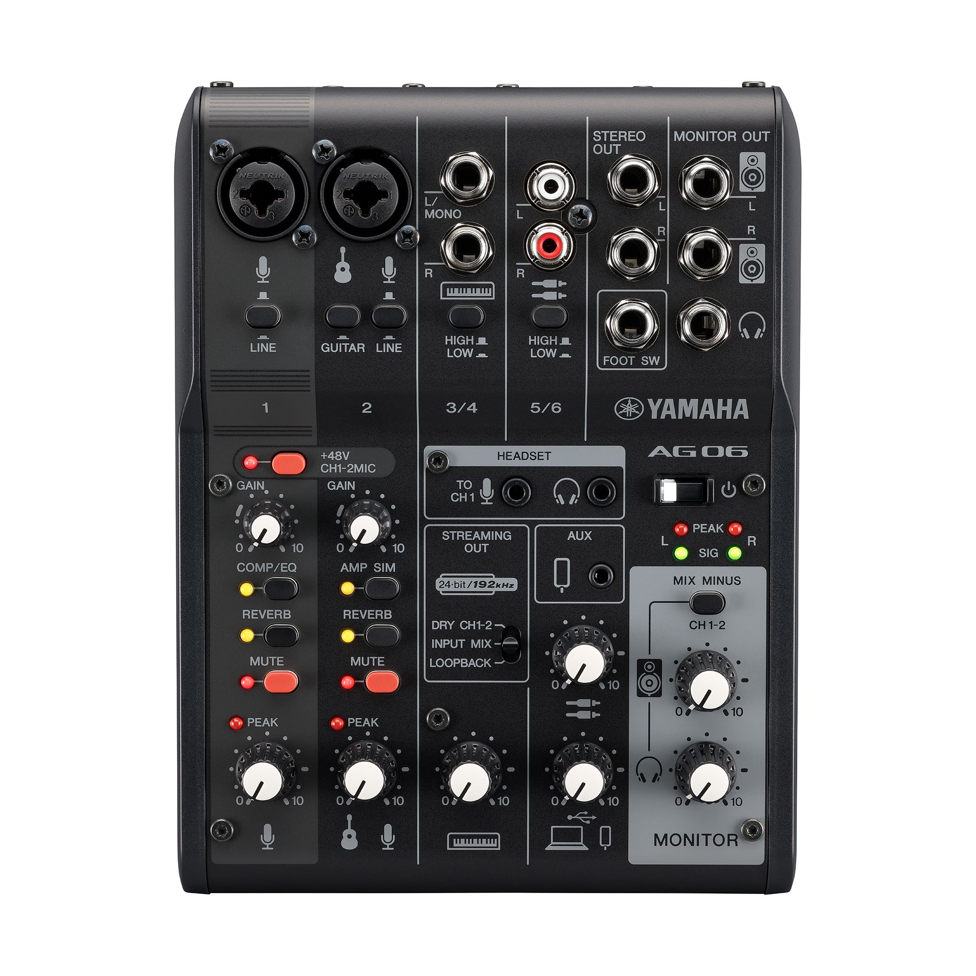 Mezcladora Análoga 6 Canales para Live Stream Yamaha AG06MK2 - Negro