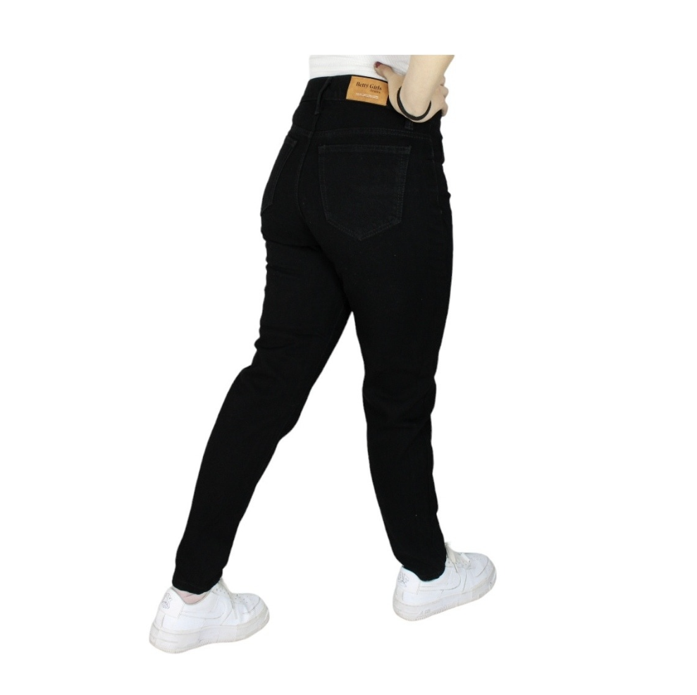 Mom Jeans Con Demolición de Mezclilla Rígida para Dama