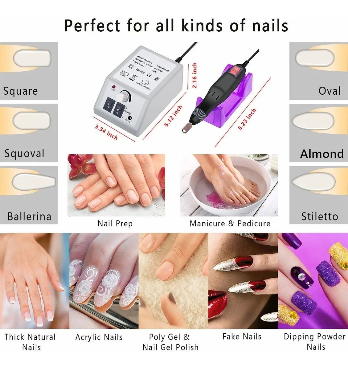 Pulidor De Uñas Eléctrica Taladro Uñas Profesional 20000rpm Blanco