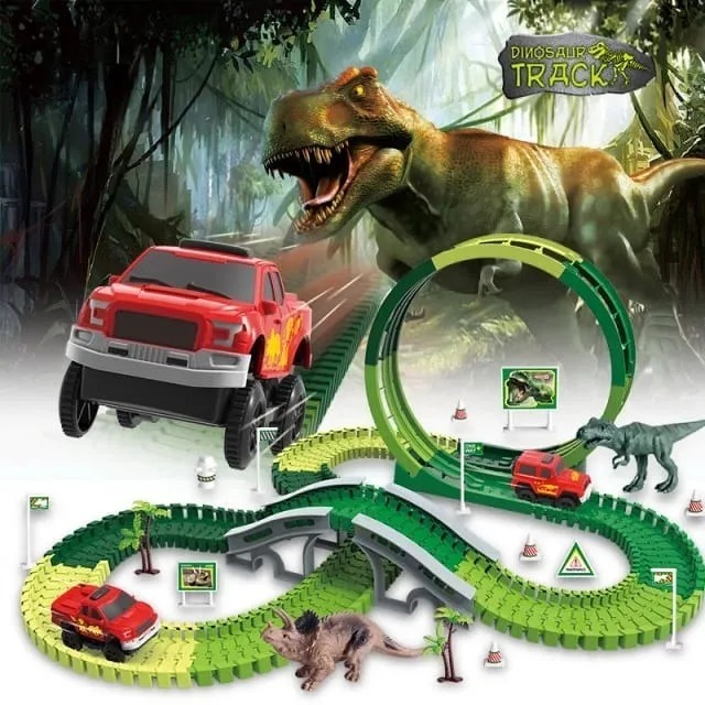 Pista Carreras Con Dinosaurio 72 Piezas 308 Cm Con Luz Sonido Agua