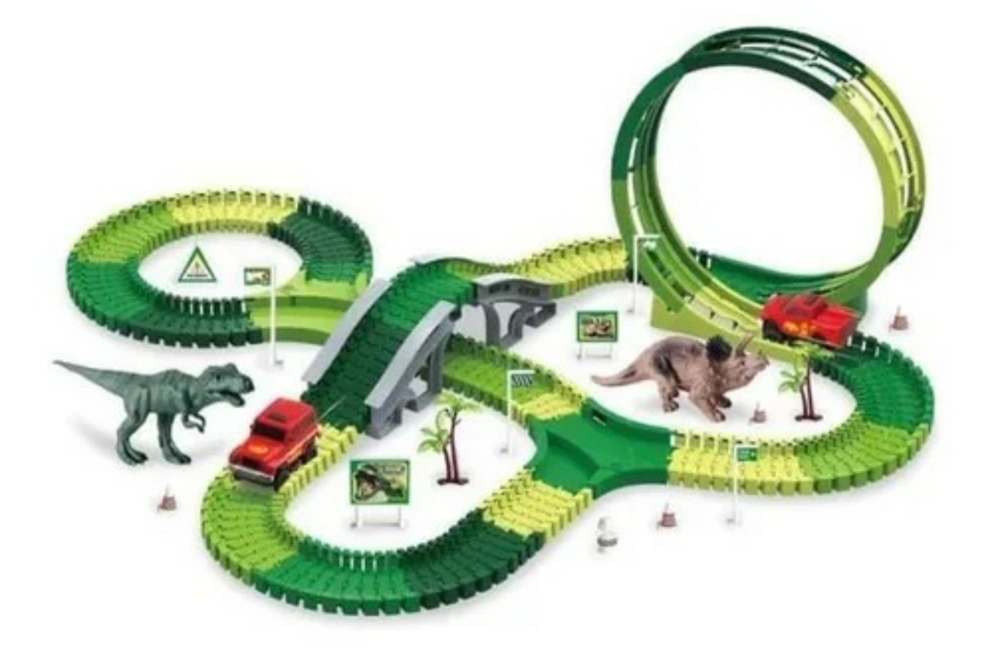 Pista Carreras Con Dinosaurio 72 Piezas 308 Cm Con Luz Sonido Agua