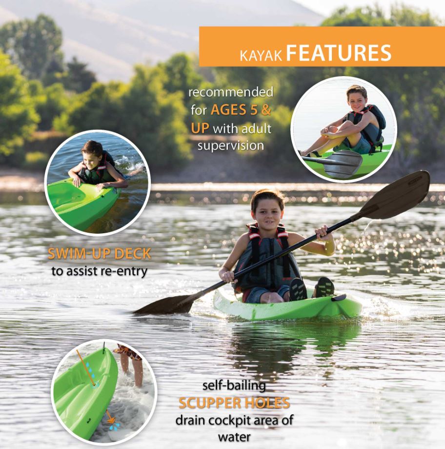 Kayak Wave Juvenil Verde Lifetime (Remo Incluido)