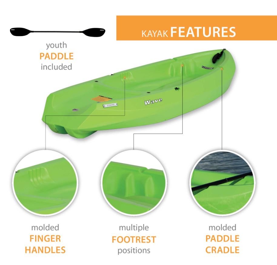 Kayak Wave Juvenil Verde Lifetime (Remo Incluido)