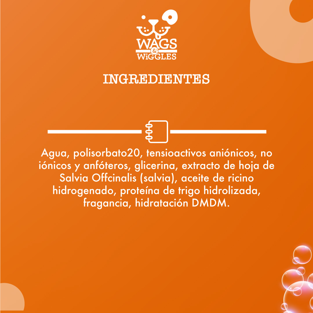 Shampoo en spray en seco Wags & Wiggles para perros, refresca y elimina olores. Aroma frutado. 355 mL