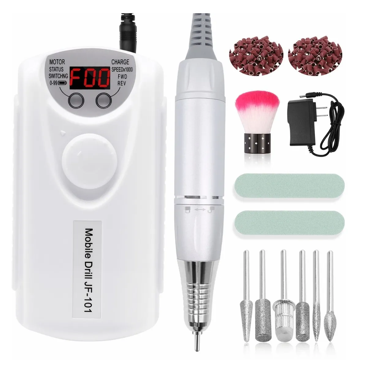 Torno Para Uñas, 7en1 Torno Eléctrico Para Uñas Portátil Blanco
