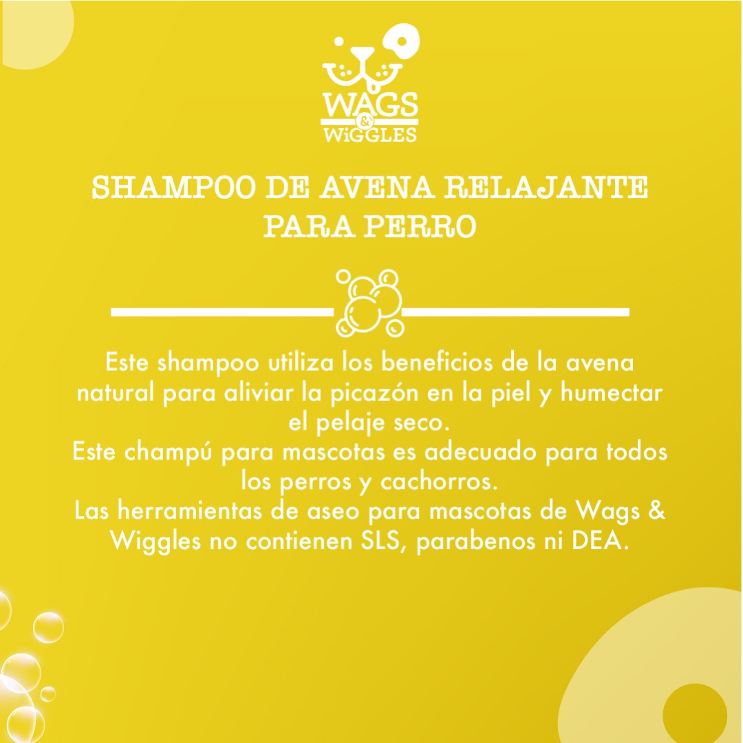 Shampoo Wags & Wiggles De Avena Natural Para Aliviar La Picazón Y Humectar El Pelaje Seco. 473 mL