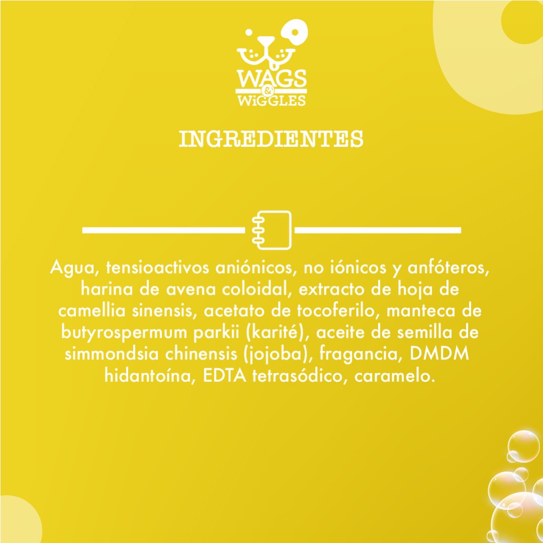 Shampoo Wags & Wiggles De Avena Natural Para Aliviar La Picazón Y Humectar El Pelaje Seco. 473 mL