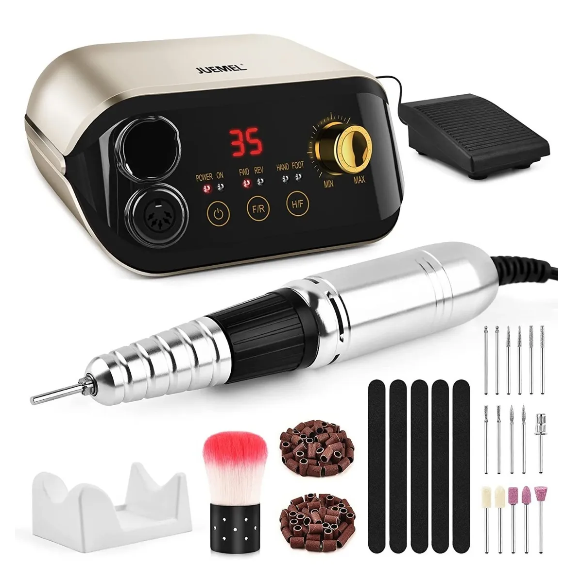 Pulidor Esmeril Taladro De Uñas Con Pedal 35000rpm 125 Pz