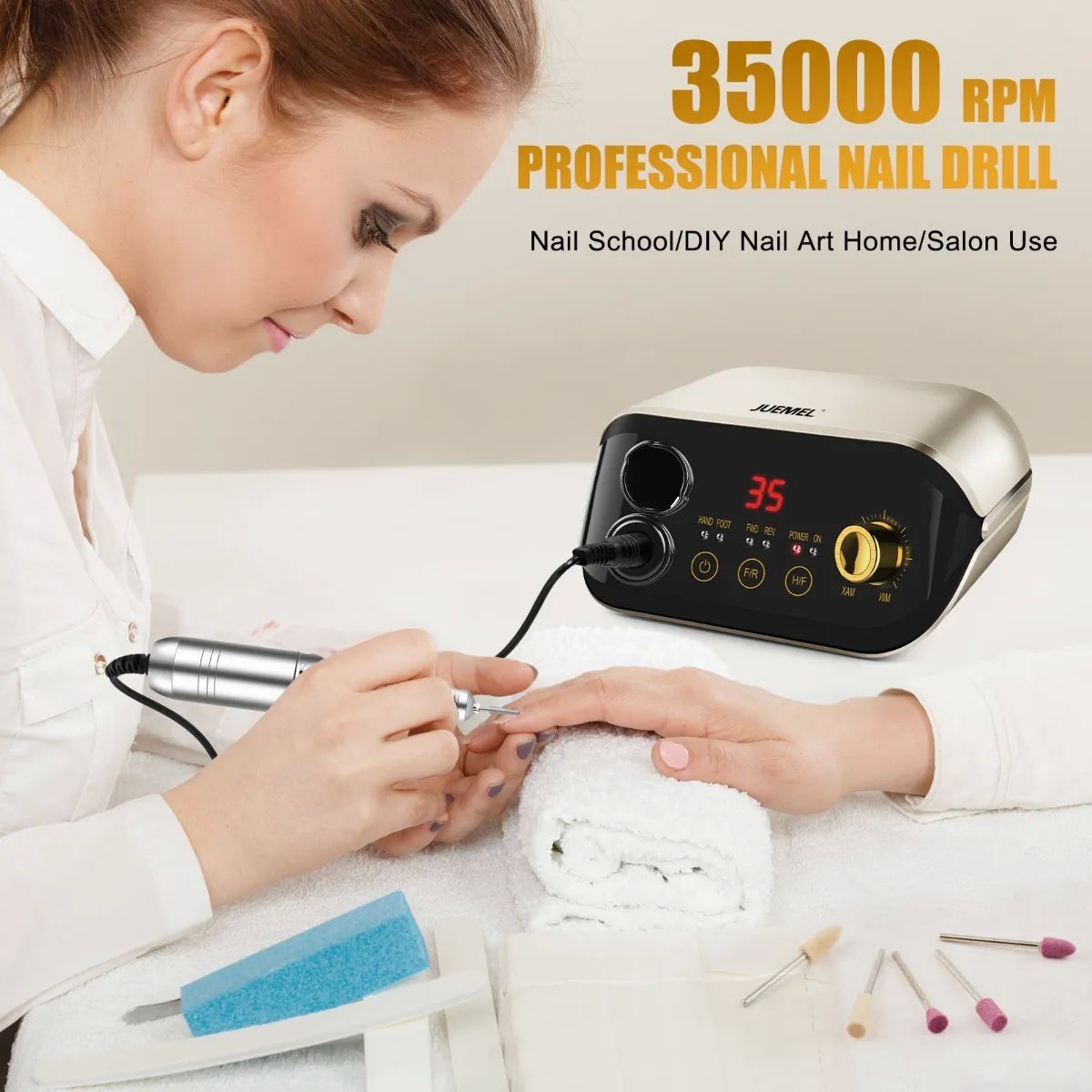 Pulidor Esmeril Taladro De Uñas Con Pedal 35000rpm 125 Pz
