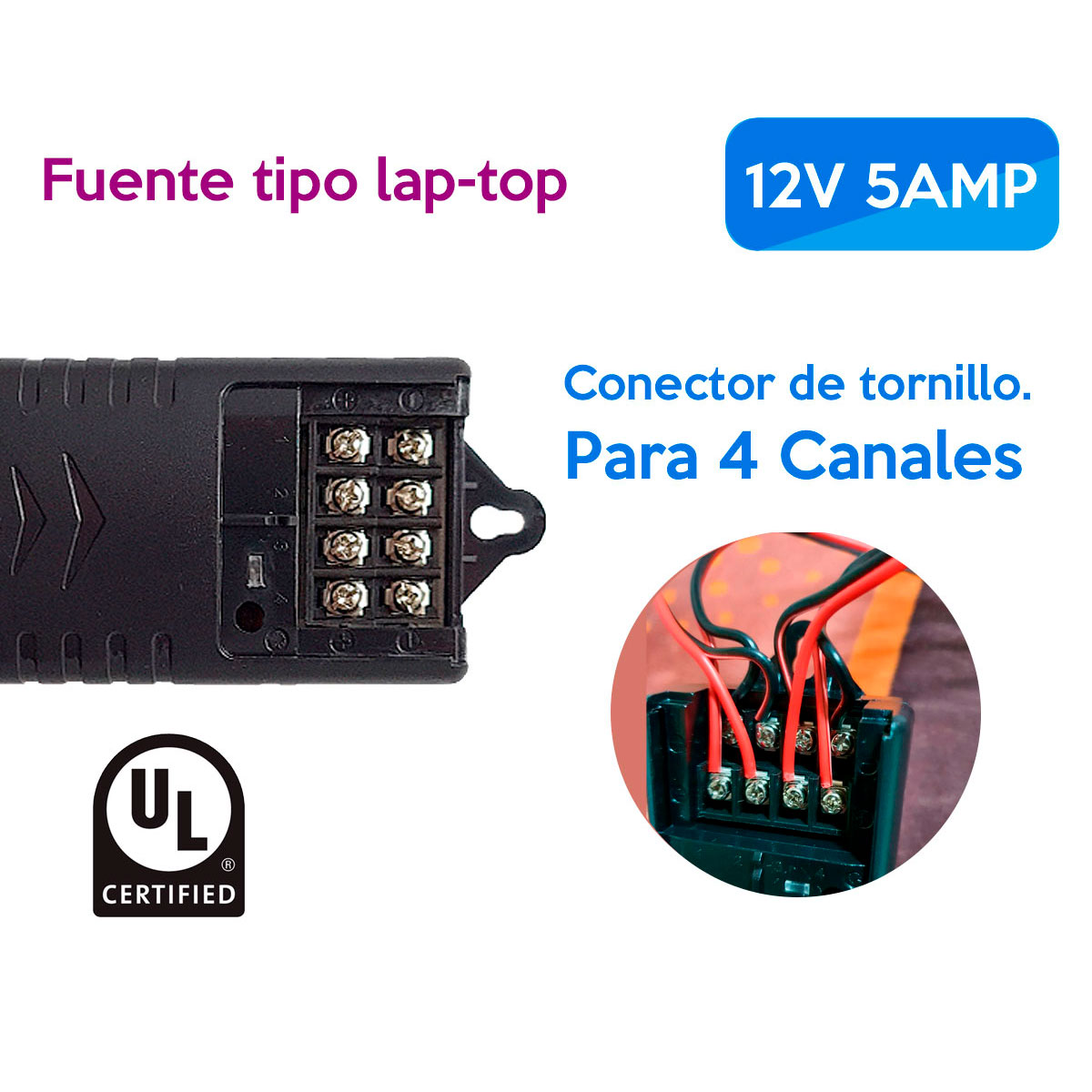 Fuente De Poder 12vdc 5amp Para Cctv con 4 Salidas Ps-1254 Enson
