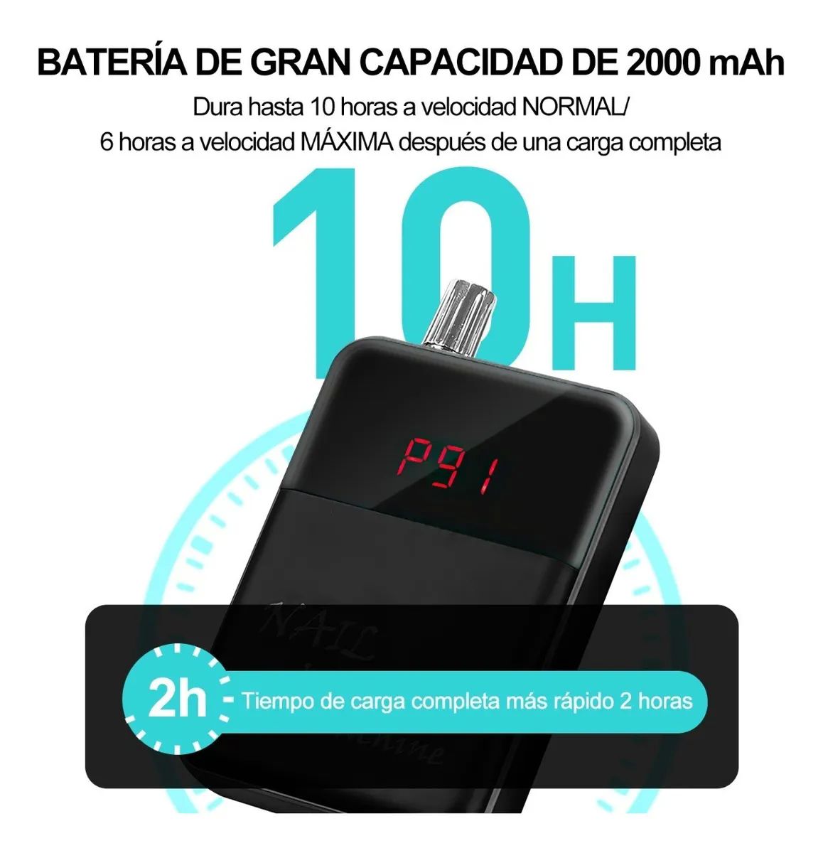 Pulidor Esmeril De Uñas 3000rmp Manicura Taladro Para Uñas Negro