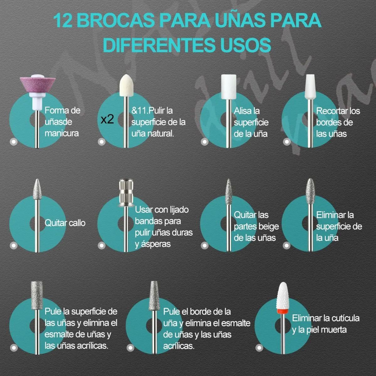 Pulidor Esmeril De Uñas 3000rmp Manicura Taladro Para Uñas Negro