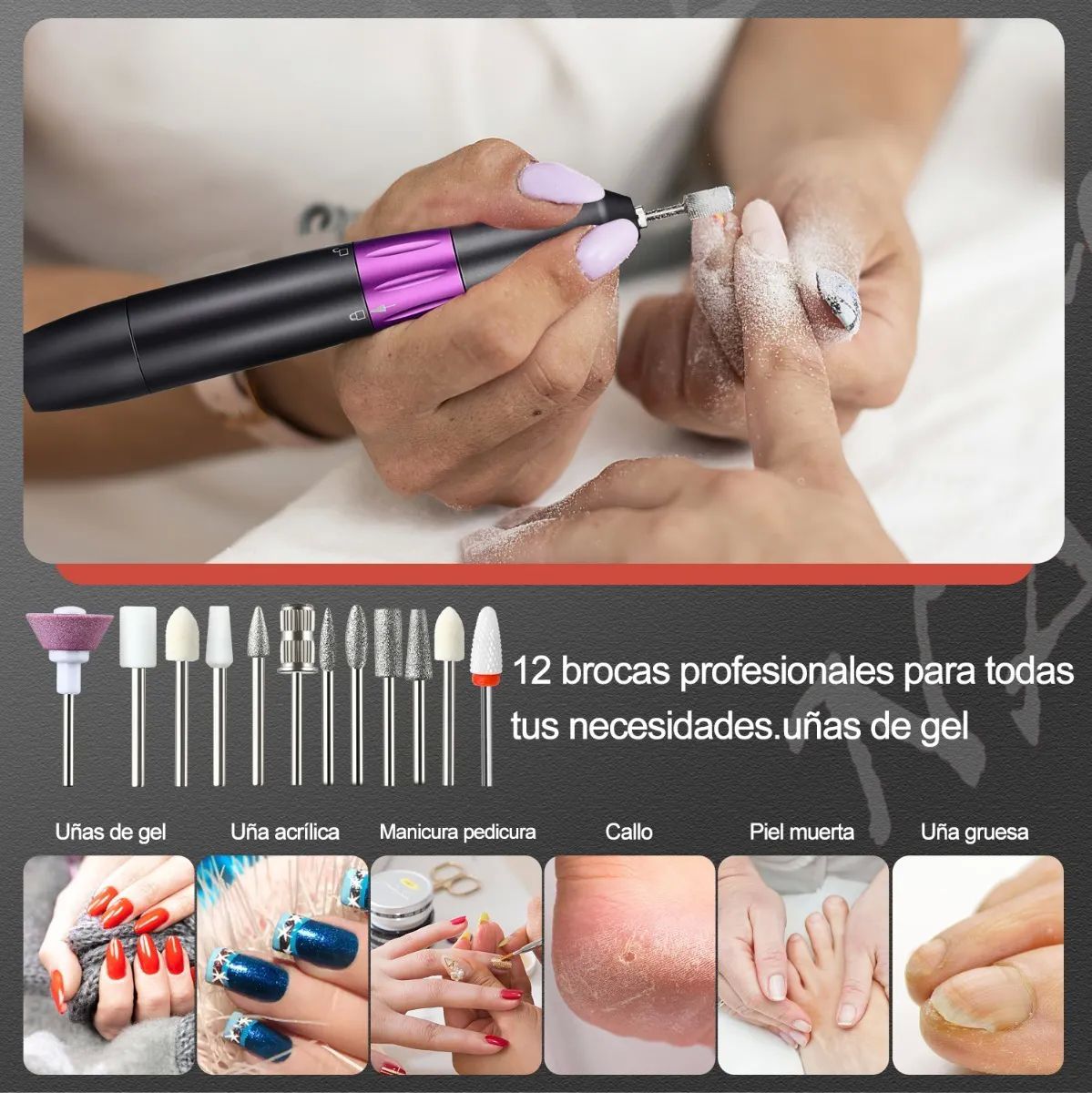 Pulidor Esmeril De Uñas 3000rmp Manicura Taladro Para Uñas Negro