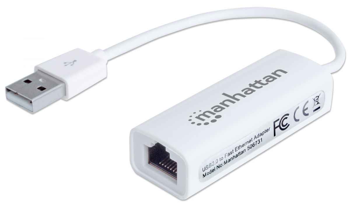 Tarjeta de Red USB - Ethernet MANHATTAN 506731, USB 2.0, RJ-45, Macho/hembra