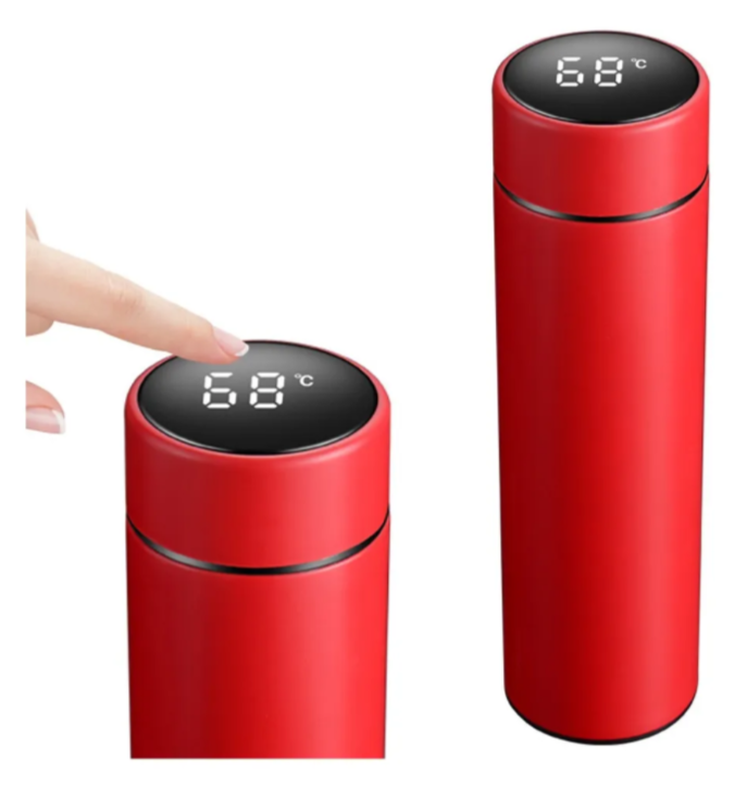 Termo Inteligente Rojo Pantalla Touch Lector Temperatura 480 ml