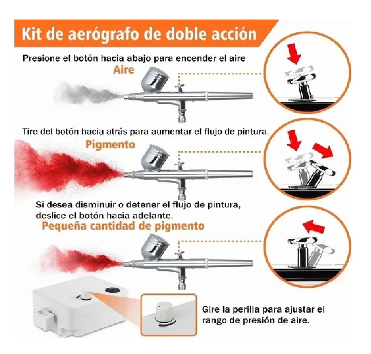 Kit Aerógrafo Profesional Multiuso De Doble Acción Mini