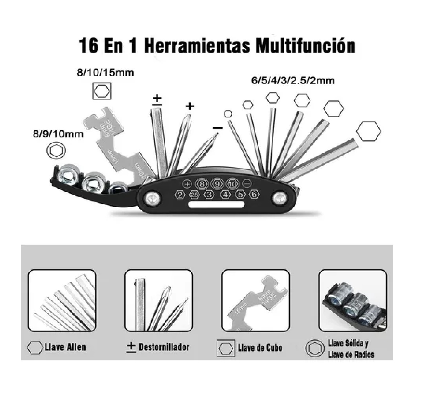 Kit De Herramientas Bicicleta Multiuso c/Accesorios