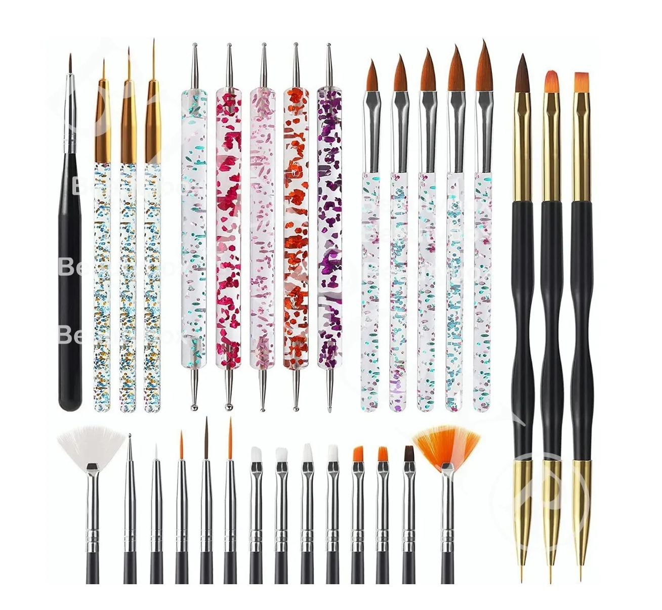 Kit  31 Pz De Pinceles Para Uñas Acrilico Manicura y Decoración